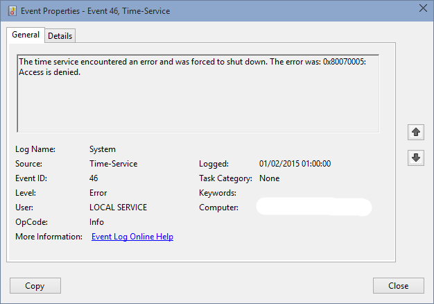 Windows Time Service Access Is Denied Event Id 46 Confterminal Com